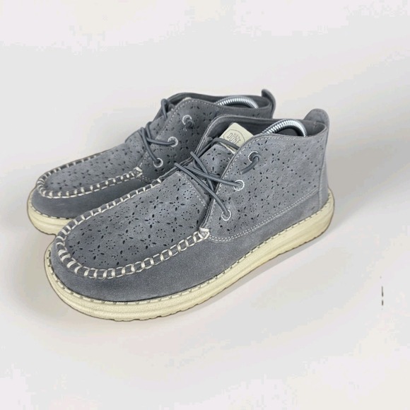 Hey Dude Shoes - Hey Dude Wendy Mid Suede Gray  Boho Women's Shoes Size 7 Cozy Casual Slip-On